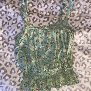 Floral Green Sleeveless Top